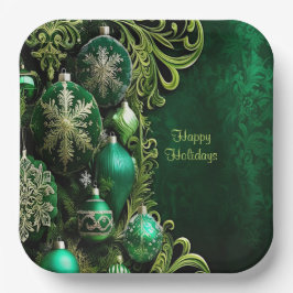 Grüne dekorative Ornamente Weihnachtsscheibe Pappteller