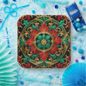 Grüne, dekorative Weihnachtsdruckplatte Pappteller (Party)