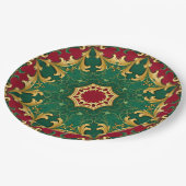 Grüne, dekorative Weihnachtsdruckplatte Pappteller (Schrägansicht)