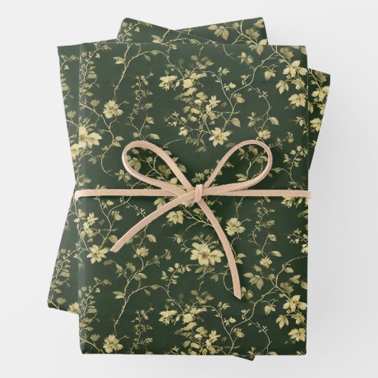 Grüne Dekoupage der Blumenkohle Hütte Geschenkpapier Set (Beispiel)