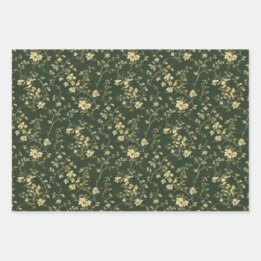 Grüne Dekoupage der Blumenkohle Hütte Geschenkpapier Set (Vorderseite)