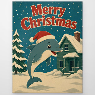Grüne Delfin-Hütte Weihnachten Tiere Postkarte