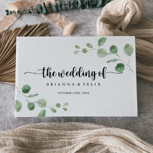 Grüne Delight Eukalyptus Calligraphy Wedding Gästebuch