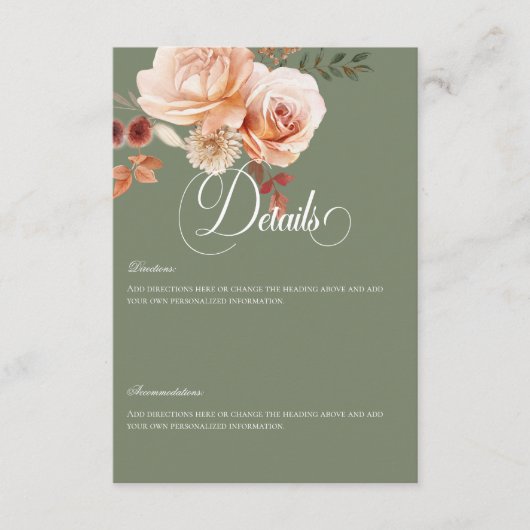 Grüne Details zu Boho Peach & Rust Begleitkarte (Vorderseite)