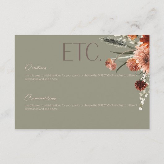 Grüne Details zu Boho Rust & Neutral Fall Begleitkarte (Vorderseite)