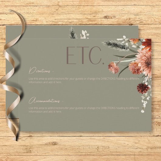 Grüne Details zu Boho Rust & Neutral Fall Begleitkarte