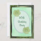 Grüne Diamant Blume & Perlen 60. Geburtstag Einladung (Vorderseite)