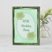 Grüne Diamant Blume & Perlen 60. Geburtstag Einladung (Stehend Vorderseite)