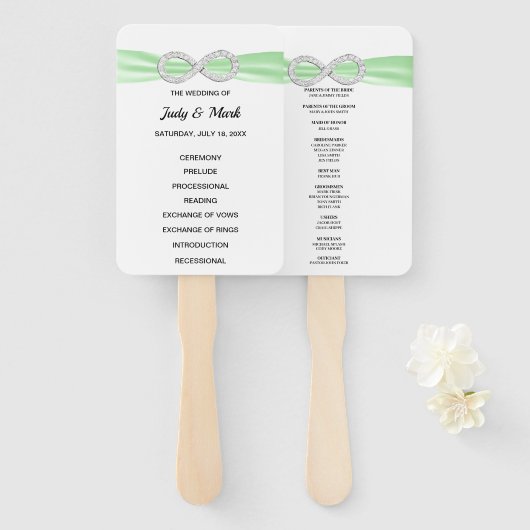 Grüne Diamant Unfinity Hochzeitsförderer Fächer (Vorne und Hinten)