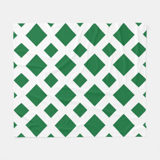 Grüne Diamanten in Weiß Fleecedecke (Vorderseite (Horizontal))
