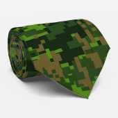 Grüne digitale Camouflage im Holzlandstil Krawatte (Gerollt)