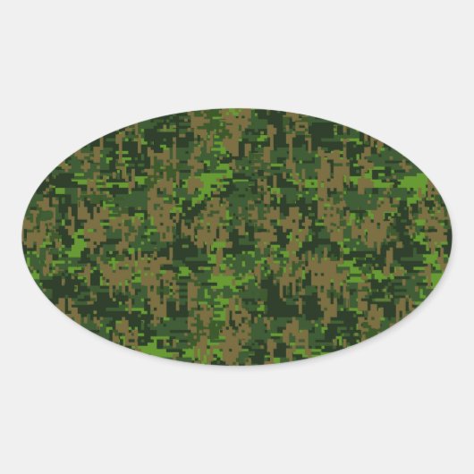 Grüne digitale Camouflage im Holzlandstil Ovaler Aufkleber (Vorderseite)