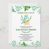 Grüne Dinosaur Kinderdusche Einladung (Vorderseite)