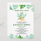 Grüne Dinosaur Kinderdusche Einladung (Vorne/Hinten)