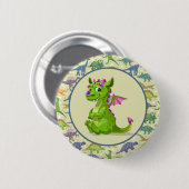 Grüne Dinosaurier Button (Vorne & Hinten)