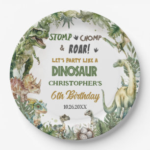 Grüne Dinosaurier Jurassic Jungen Geburtstag Rund Pappteller