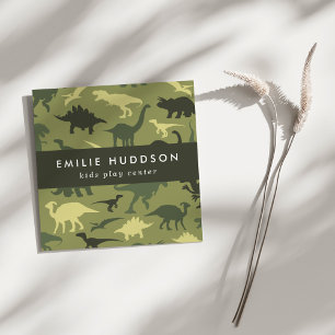 Grüne Dinosaurier, Kinderspielzentrum, Aktivitätsz Quadratische Visitenkarte