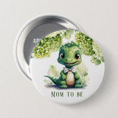 Grüne Dinosaurier-Mama Button (Vorne & Hinten)