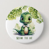 Grüne Dinosaurier-Mama Button (Vorderseite)