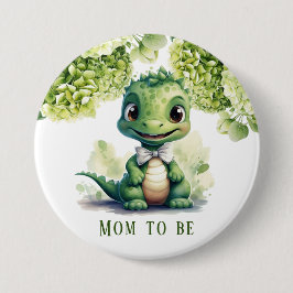 Grüne Dinosaurier-Mama Button