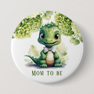 Grüne Dinosaurier-Mama Button