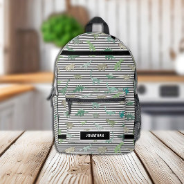 Grüne Dinosaurier mit schwarzen und weißen Streife Bedruckter Rucksack