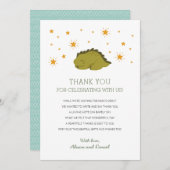 Grüne Dinosaurier Sterne Geschlechtsneutrale Babyd Dankeskarte (Vorne/Hinten)