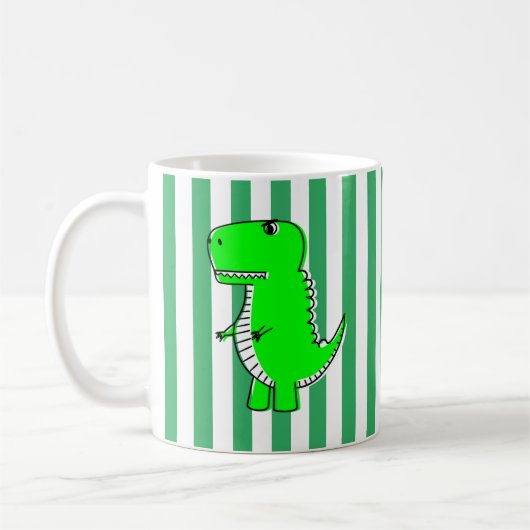 Grüne Dinosaurier Weiße grüne Streifen Kaffeetasse (Links)