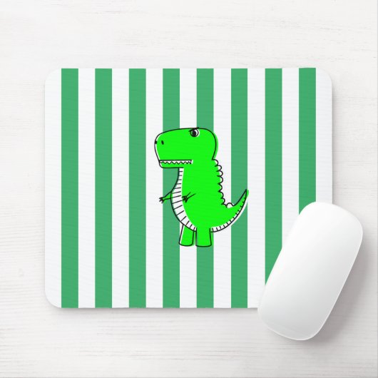 Grüne Dinosaurier Weiße grüne Streifen Mousepad (Mit Mouse)