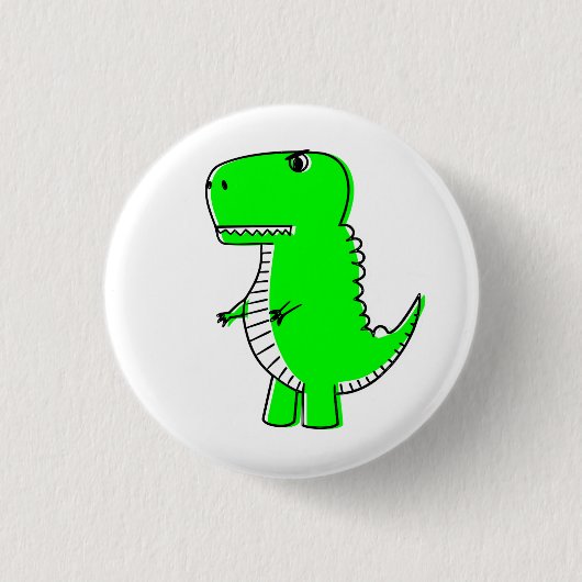 Grüne Dinosaurier-Zeichnung Button (Vorderseite)
