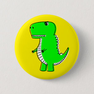 Grüne Dinosaurier-Zeichnung Gelb Button