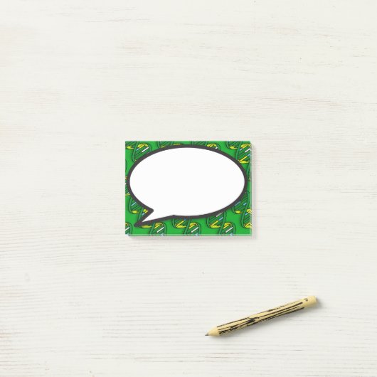 Grüne DNA-Sprechblase Medizinwissenschaft Post-it Klebezettel (Auf Schreibtisch)