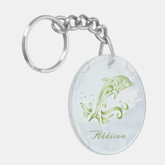 Grüne Dolphin Personalisierter Schlüsselanhänger (Vorderseite links)