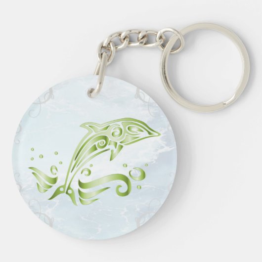 Grüne Dolphin Personalisierter Schlüsselanhänger (Rückseite)