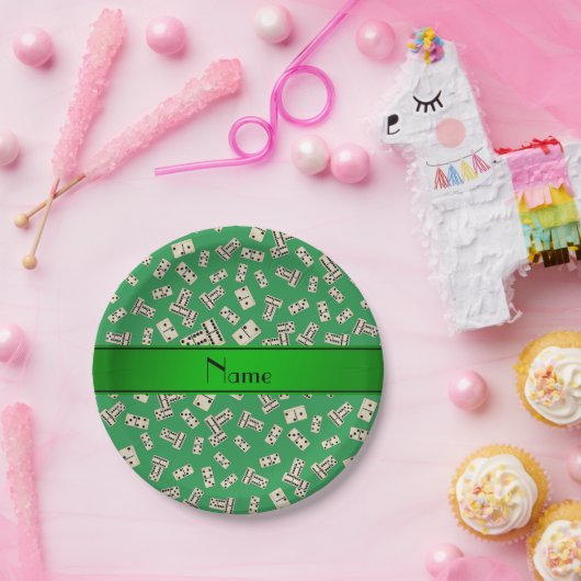 Grüne Dominosteine personalisiert Pappteller (Party)