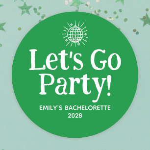 Grüne Doodle-Disco-Kugel-Junggesellinnen-Abschieds Runder Aufkleber