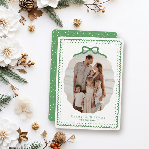 Grüne Doodle-Rahmen & Schleife Foto Weihnachten