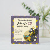 Grüne Drache Cartoon Geburtstagsausdrucke Einladung (Stehend Vorderseite)