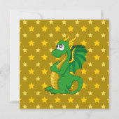 Grüne Drache Cartoon Geburtstagsausdrucke Einladung (Rückseite)