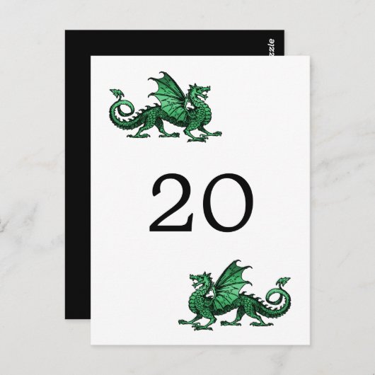 Grüne Drache Tischnummer Postkarte (Vorne/Hinten)
