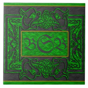 "Grüne Drachen atmen" 3 Erste Monogramm-Tile Fliese