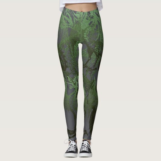 Grüne Drachen Leggings (Vorderseite)