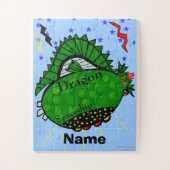 Grüne Drachen-Raumschiff-Blitze Puzzle (Vertikal)