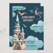 Grüne Drachenburg Geburtstag Einladung (Vorne/Hinten)