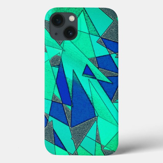 Grüne dreieckige Ausschnitte auf blauem Hintergrun Case-Mate iPhone Hülle (Rückseite)