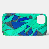 Grüne dreieckige Ausschnitte auf blauem Hintergrun Case-Mate iPhone Hülle (Rückseite (Horizontal))