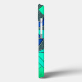 Grüne dreieckige Ausschnitte auf blauem Hintergrun Case-Mate iPhone Hülle (Rückseite / Links)