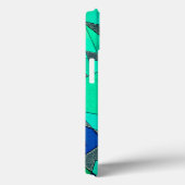 Grüne dreieckige Ausschnitte auf blauem Hintergrun Case-Mate iPhone Hülle (Rückseite / Rechts)