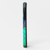 Grüne dreieckige Ausschnitte auf blauem Hintergrun Case-Mate iPhone Hülle (Hinten/Links)