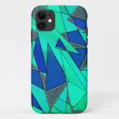 Grüne dreieckige Ausschnitte auf blauem Hintergrun Case-Mate iPhone Hülle (Rückseite)